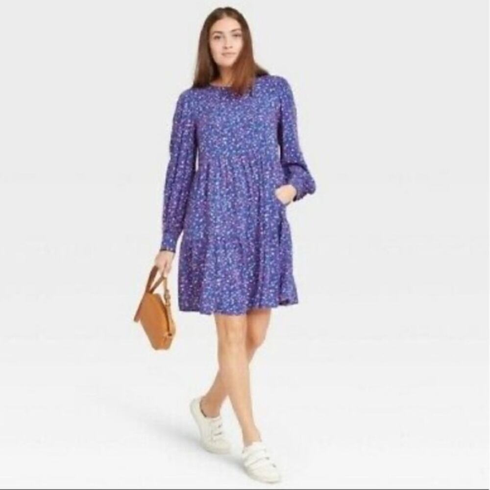 A New Day Geometric Print Tiered Babydoll Dress NWT prariecore S